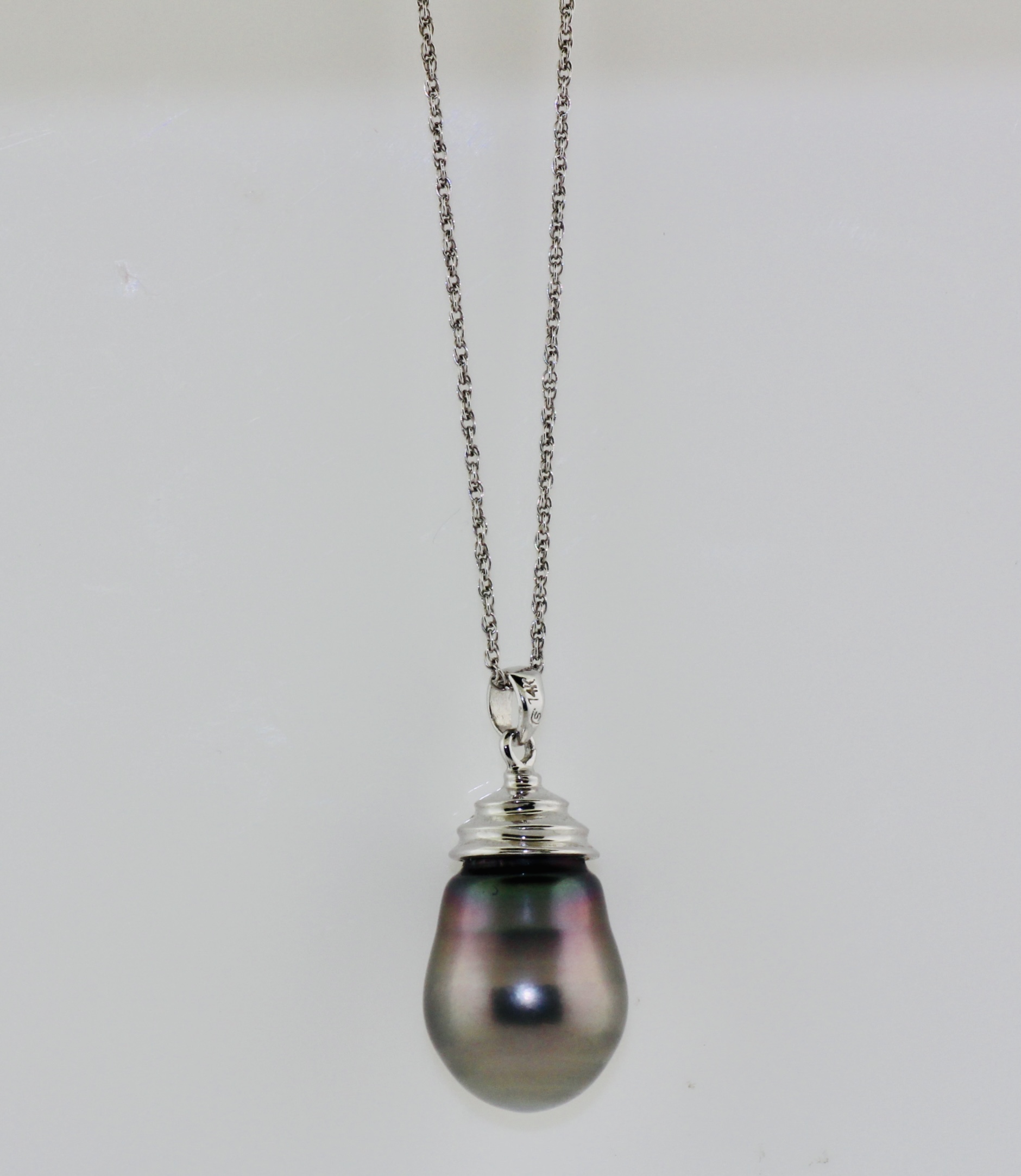 Tahitian Drop Pearl Pendant 14KW (bail on top) 11-12mm