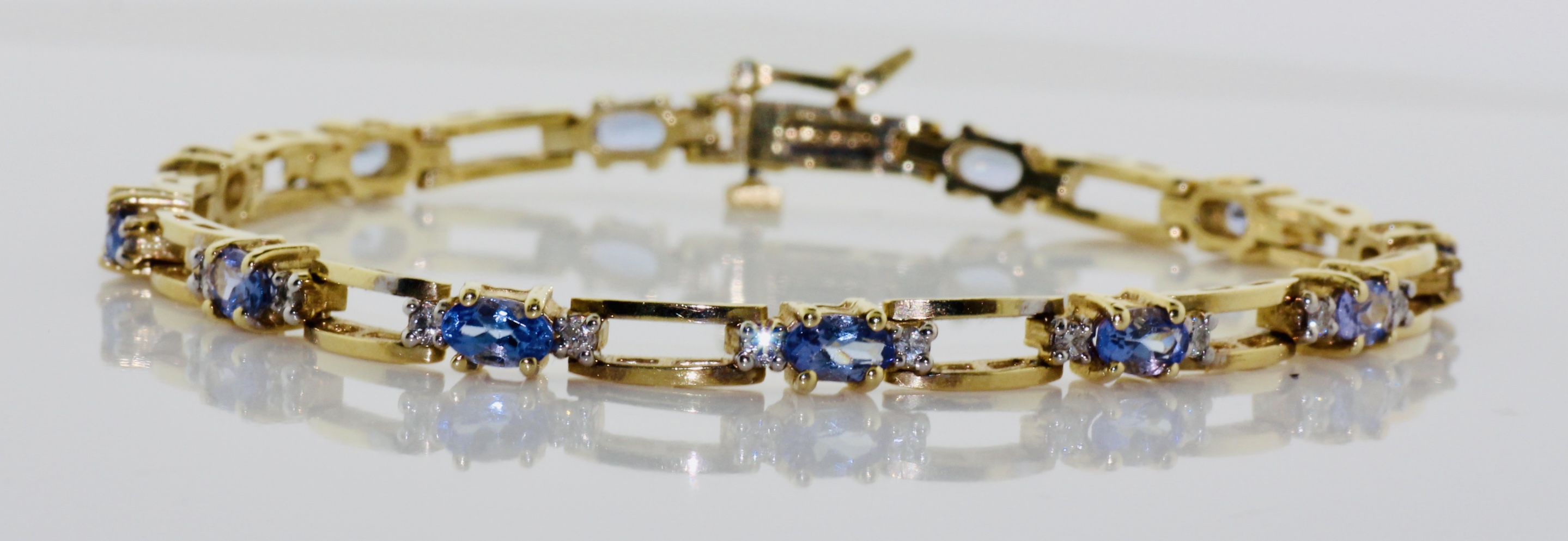 14K Yellow Gold Tanzanite and Diamond Bracelet