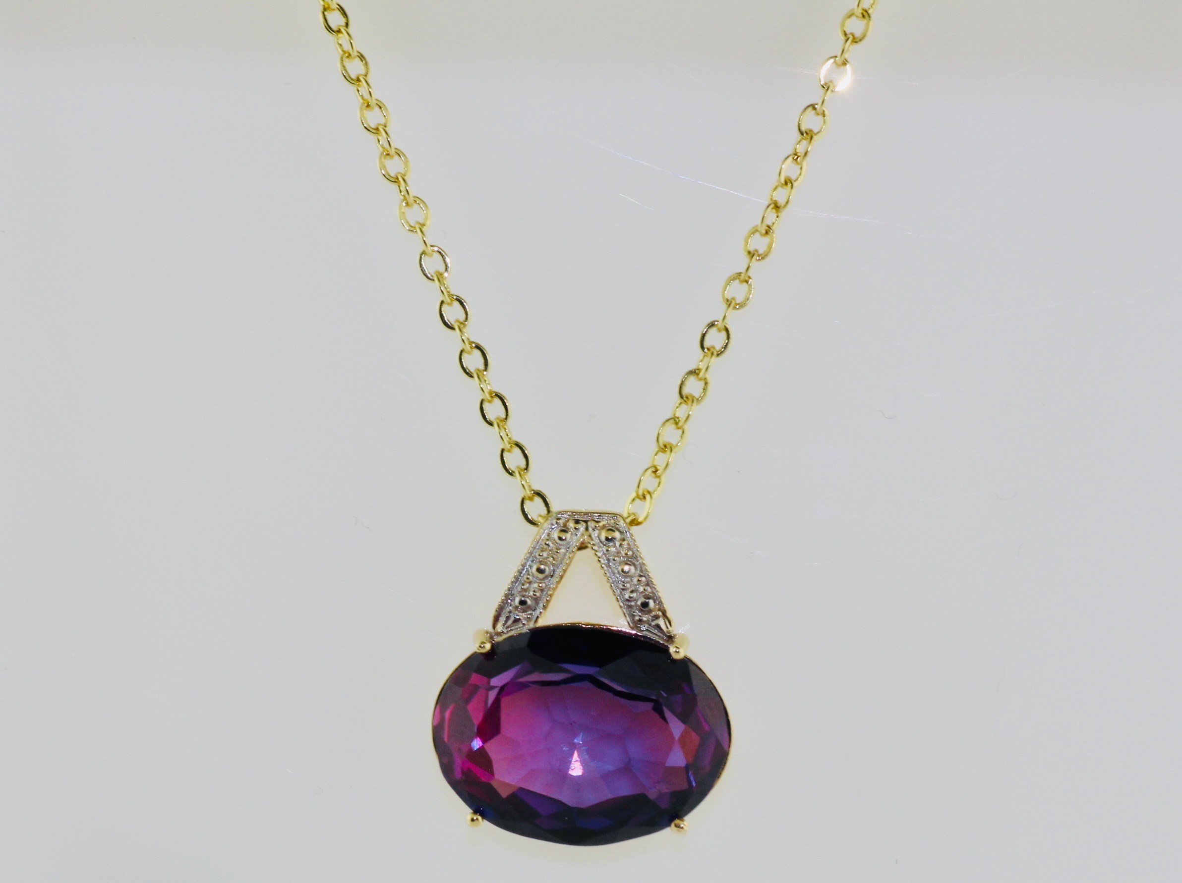 14K Yellow Gold Amethyst and Diamond Pendant (6.45ctw)