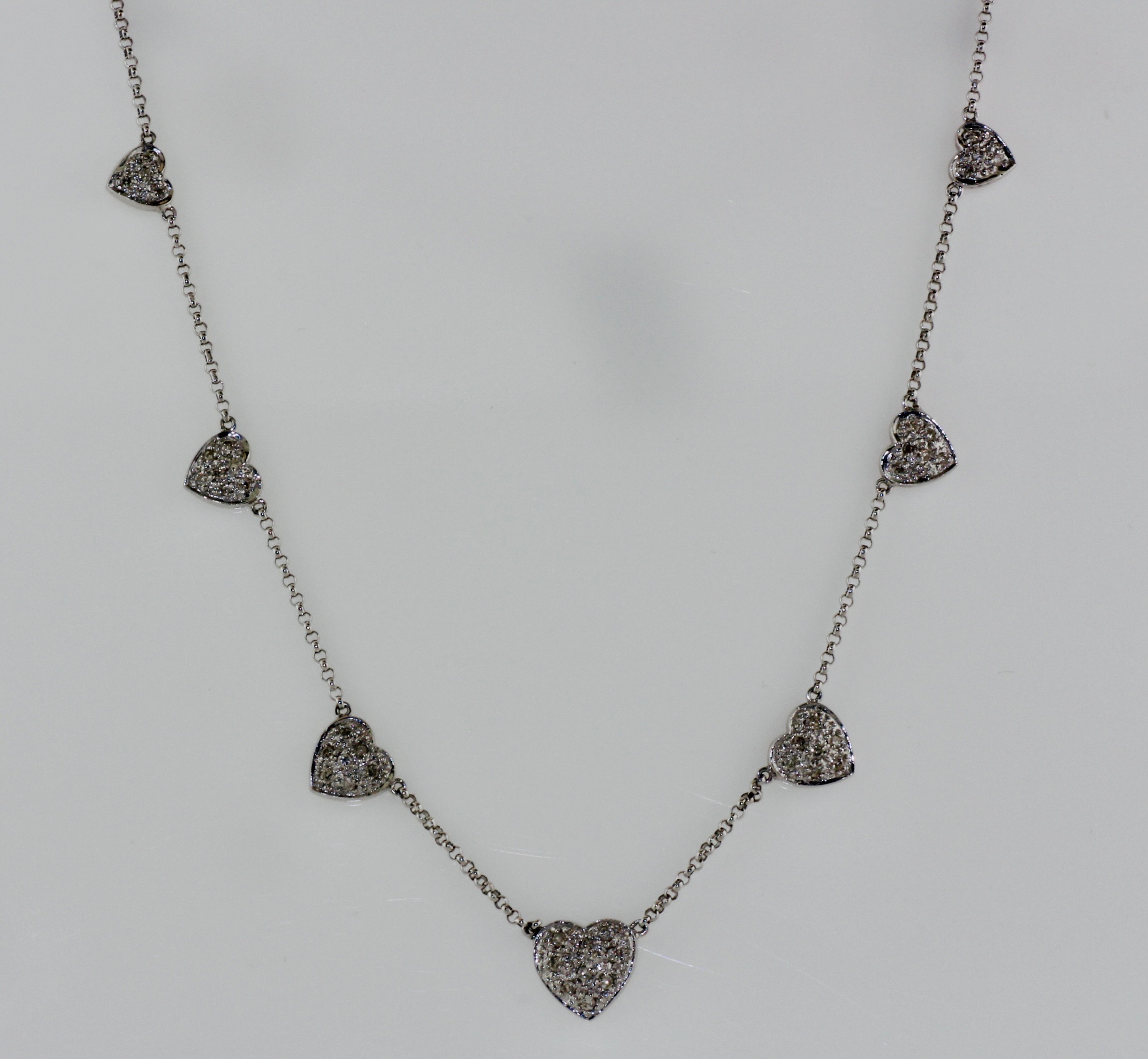 14K White Gold Diamond Heart Necklace
