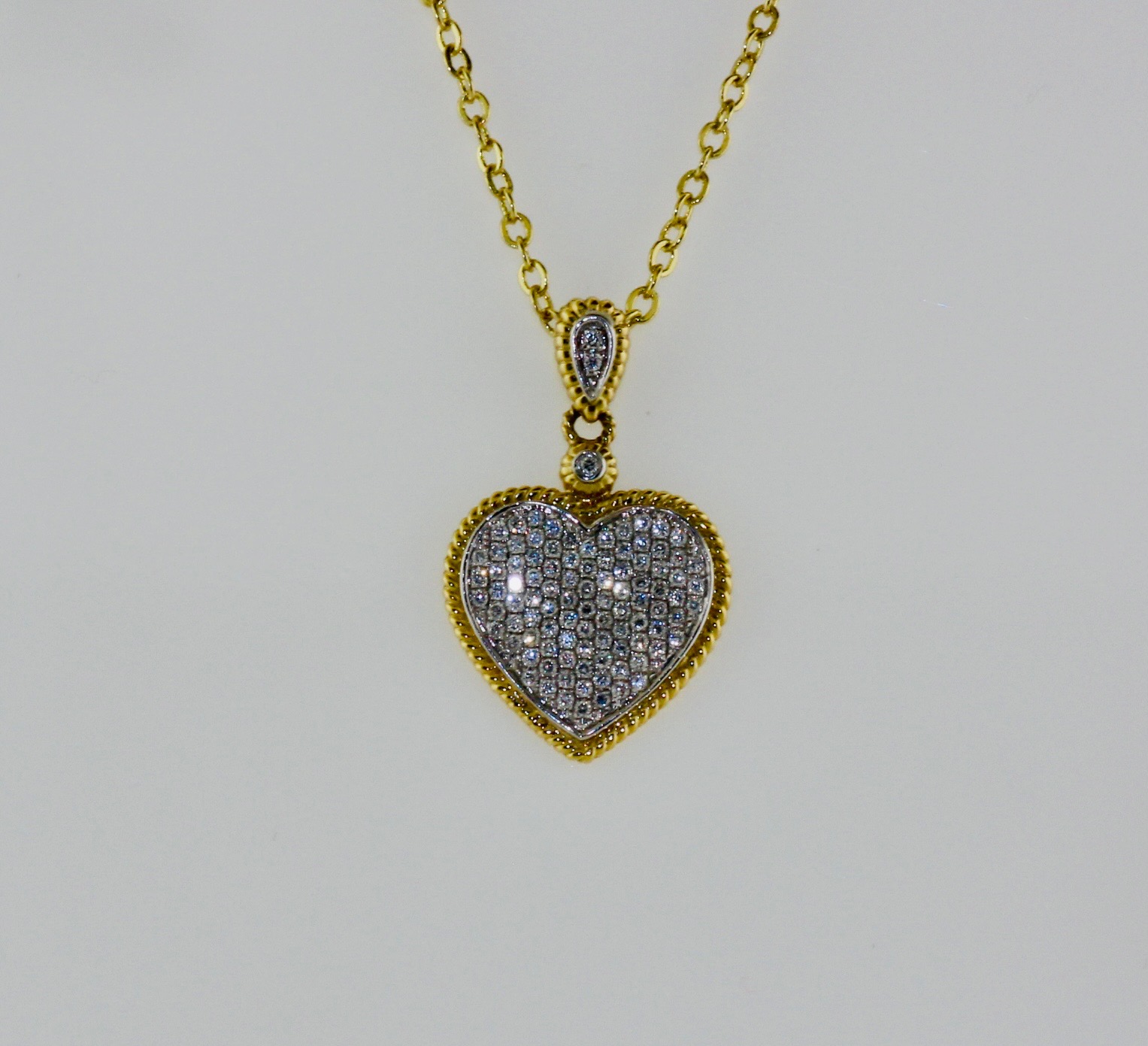 14K Two-Toned Diamond Embedded Heart Pendant