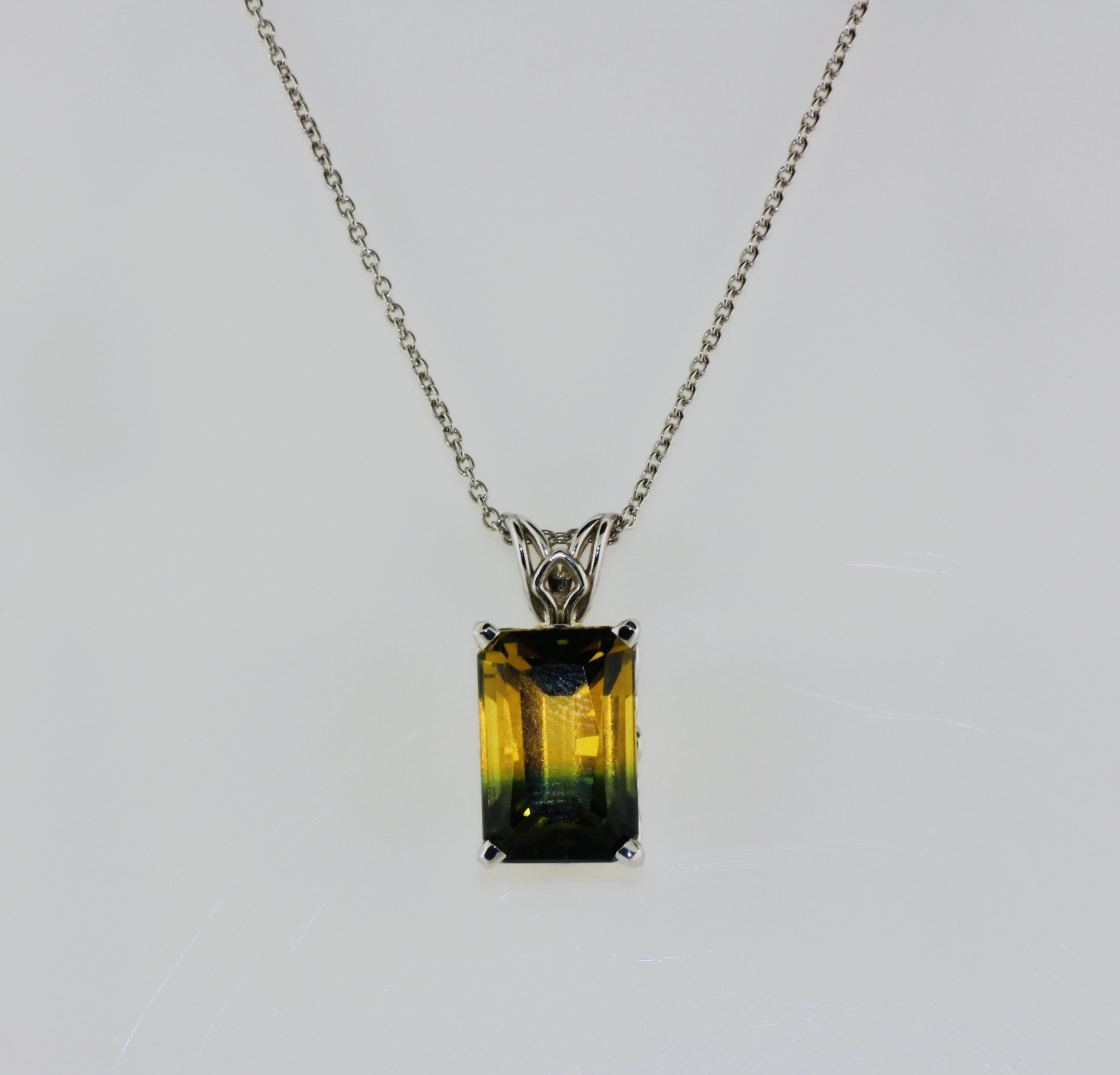 14K White Gold Tourmaline Pendant