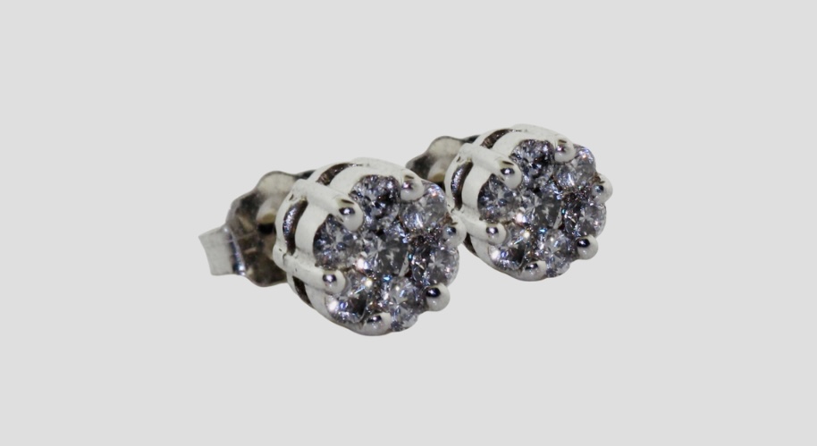 14K White Gold Diamond (0.42ctw) Flower Studs