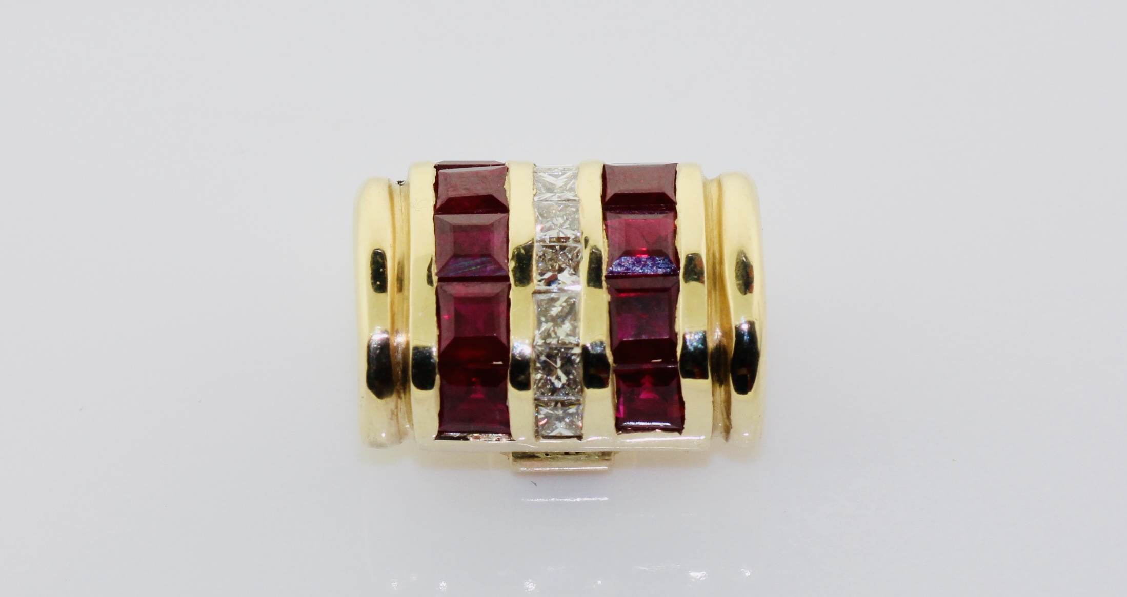 14K Yellow Gold Ruby (1.50ct) and Diamond (.50ctw) Slide Pendant
