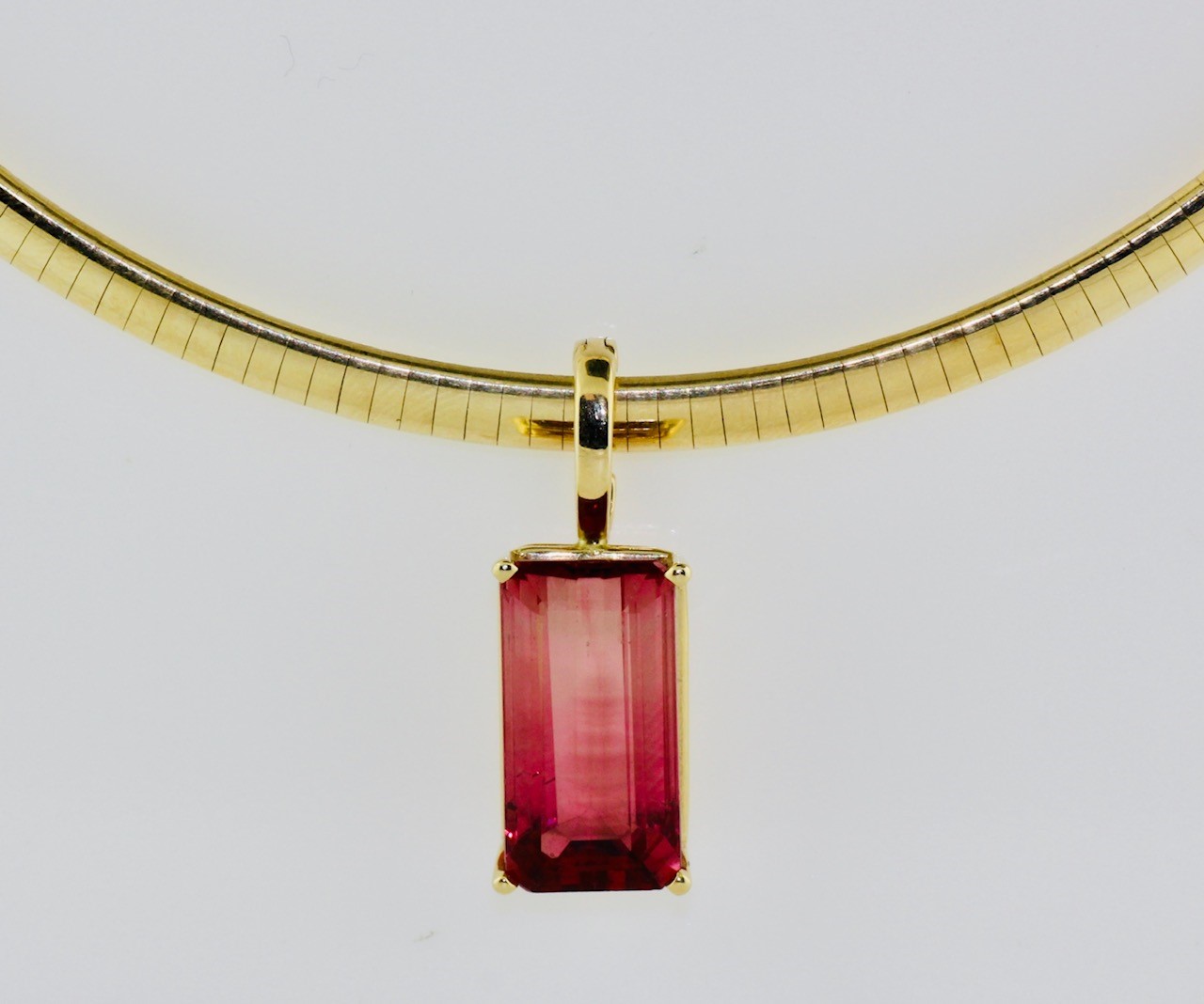14K Yellow Gold Tourmaline (22.34cts) Slide Pendant