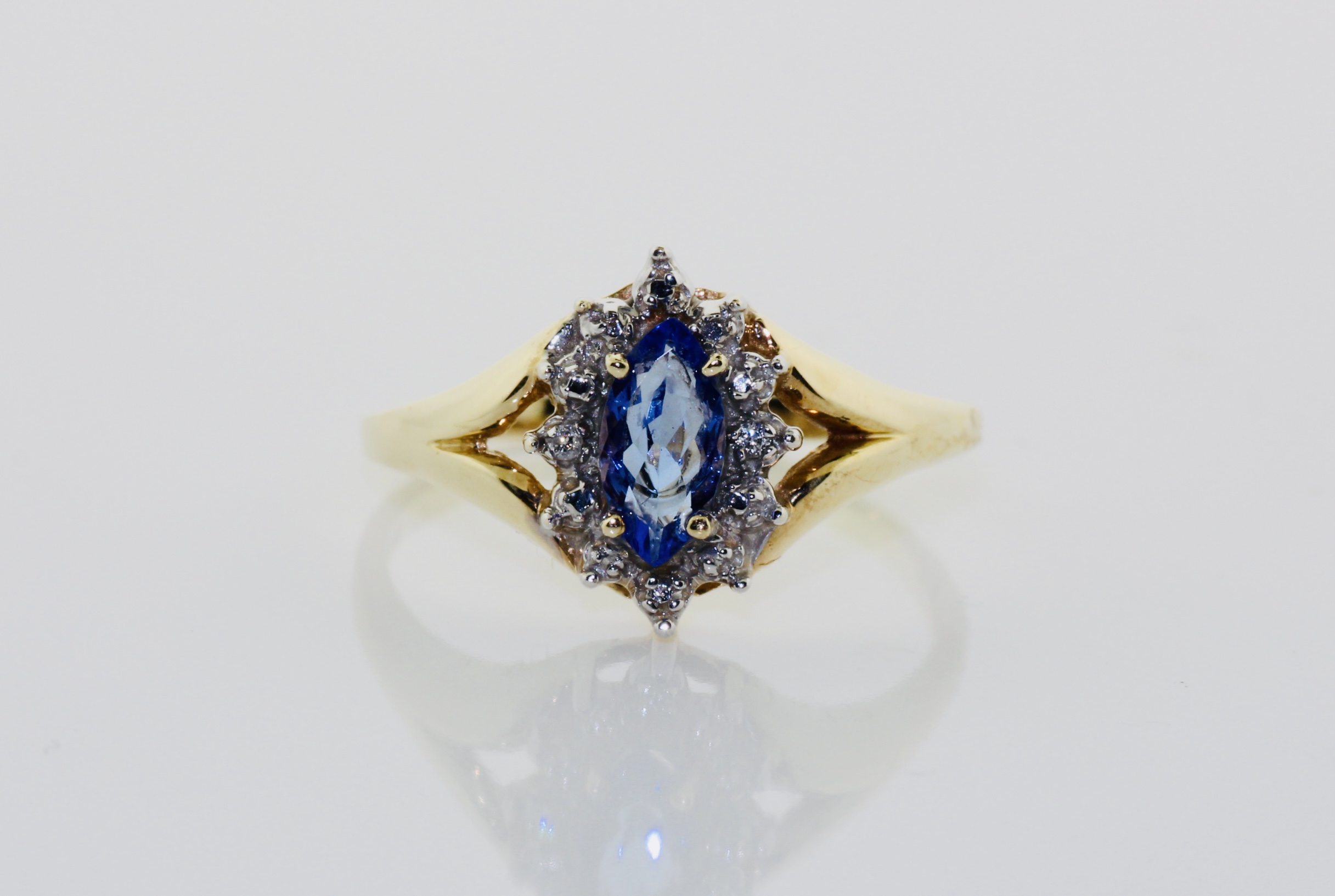 14K Yellow Gold Tanzanite and Diamond Ring