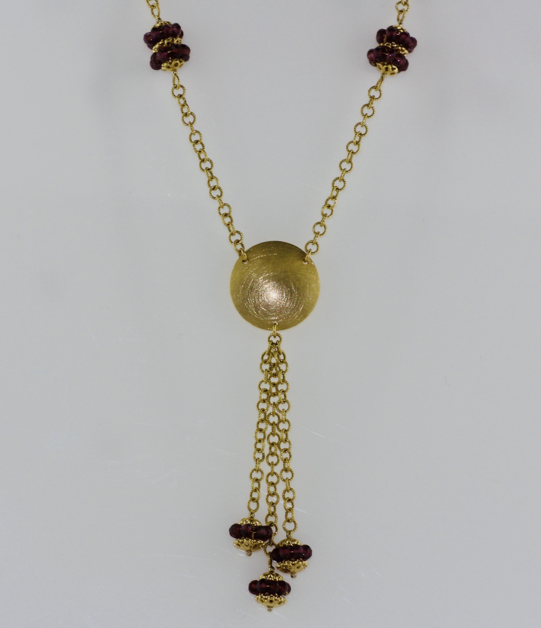 14K Yellow Gold Unique Garnet Necklace