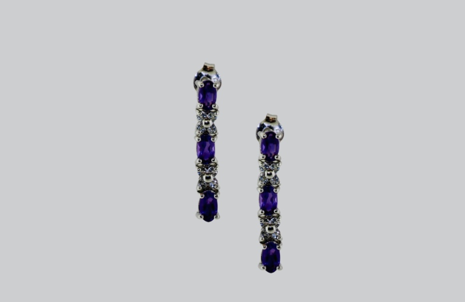 Sterling Silver Amethyst Drop Earrings