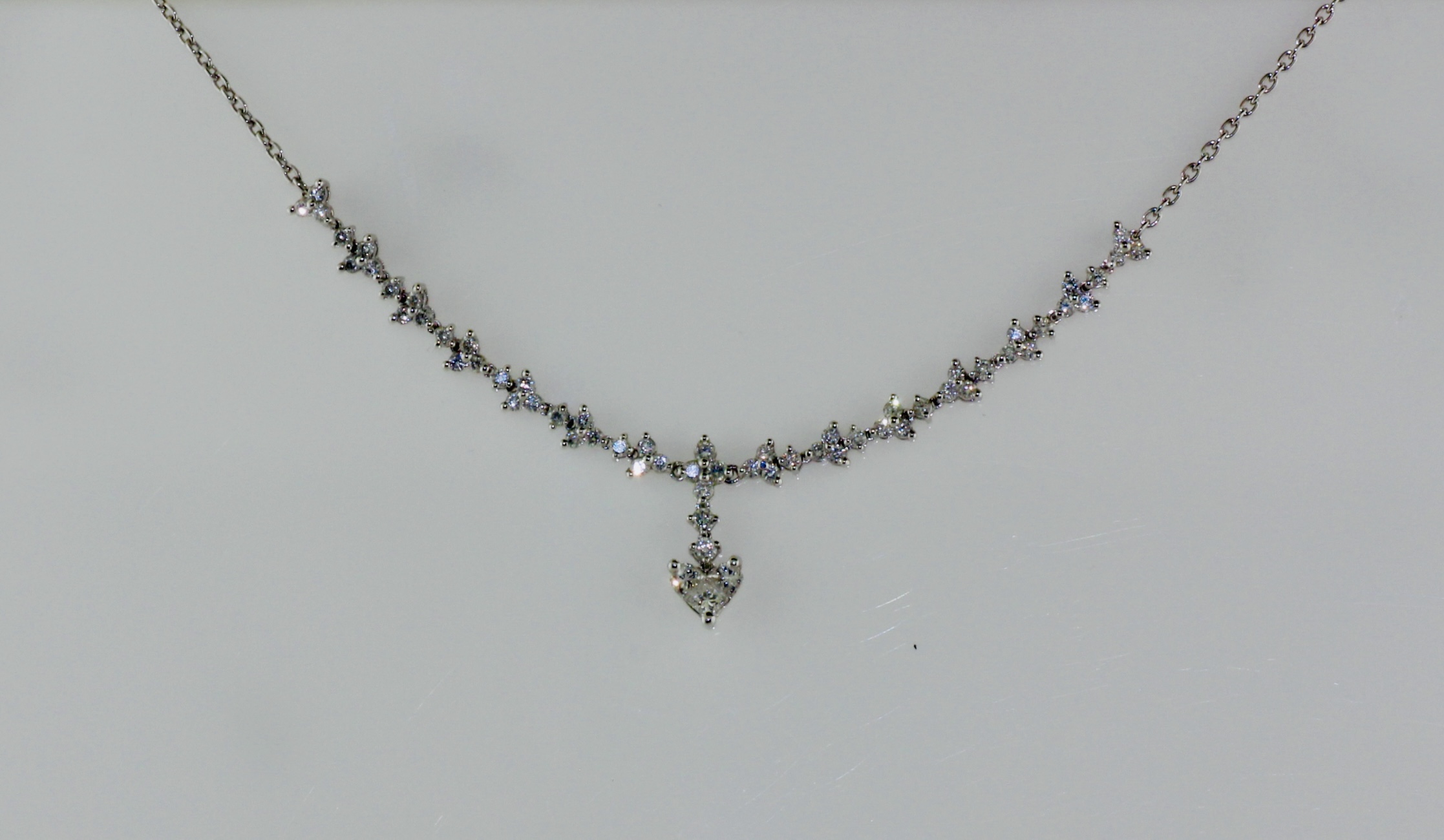 18K White Gold Diamond Heart Necklace (2.10ctw)