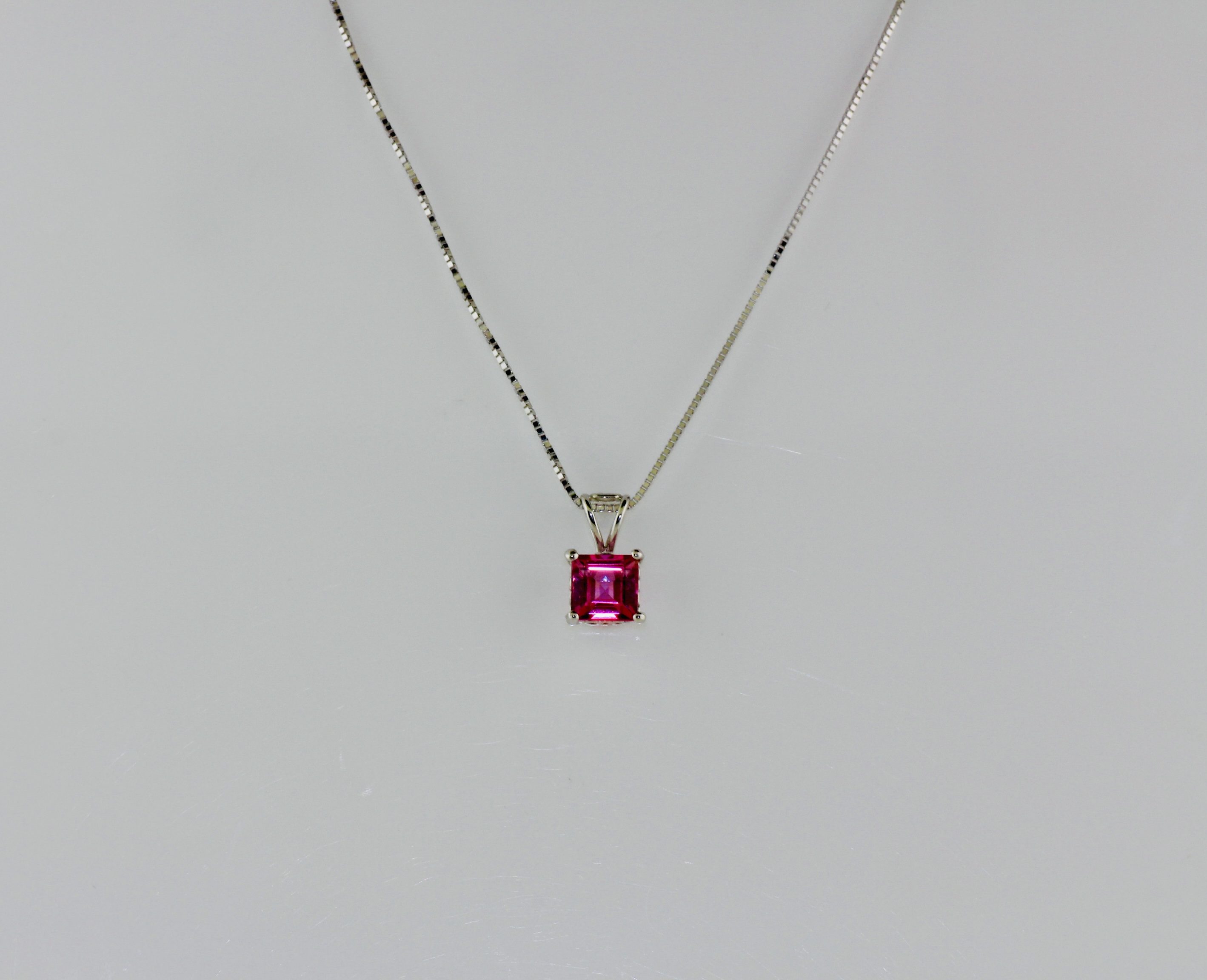 14K White Gold Pink Topaz Pendant