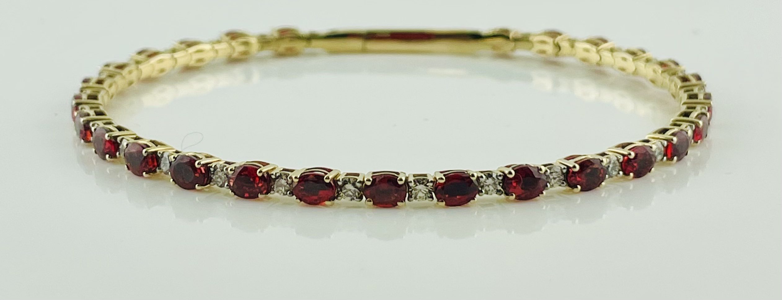 14K Yellow Gold Red Sapphire Bangle Bracelet