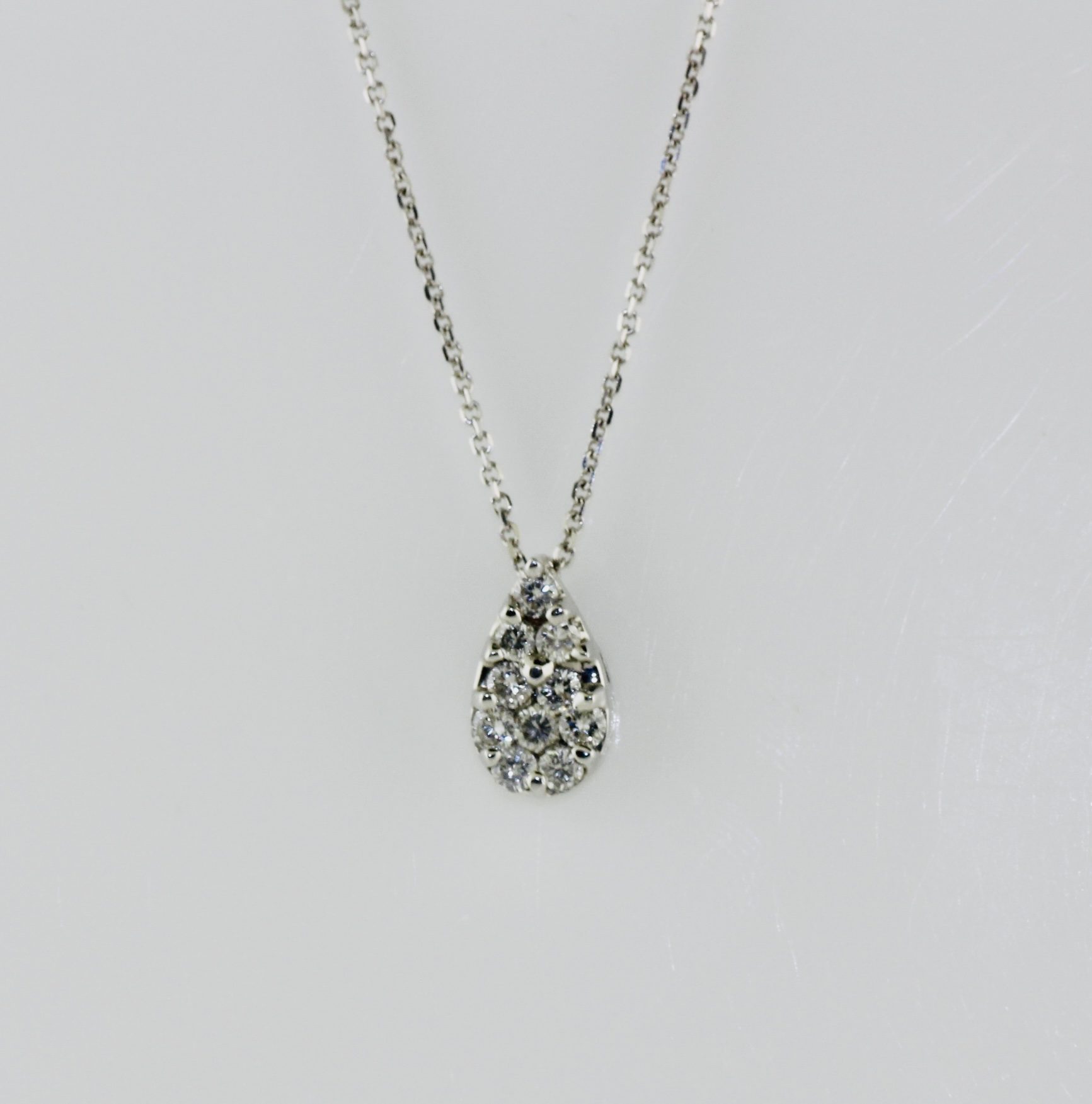 14K White Gold Diamond Teardrop Pendant