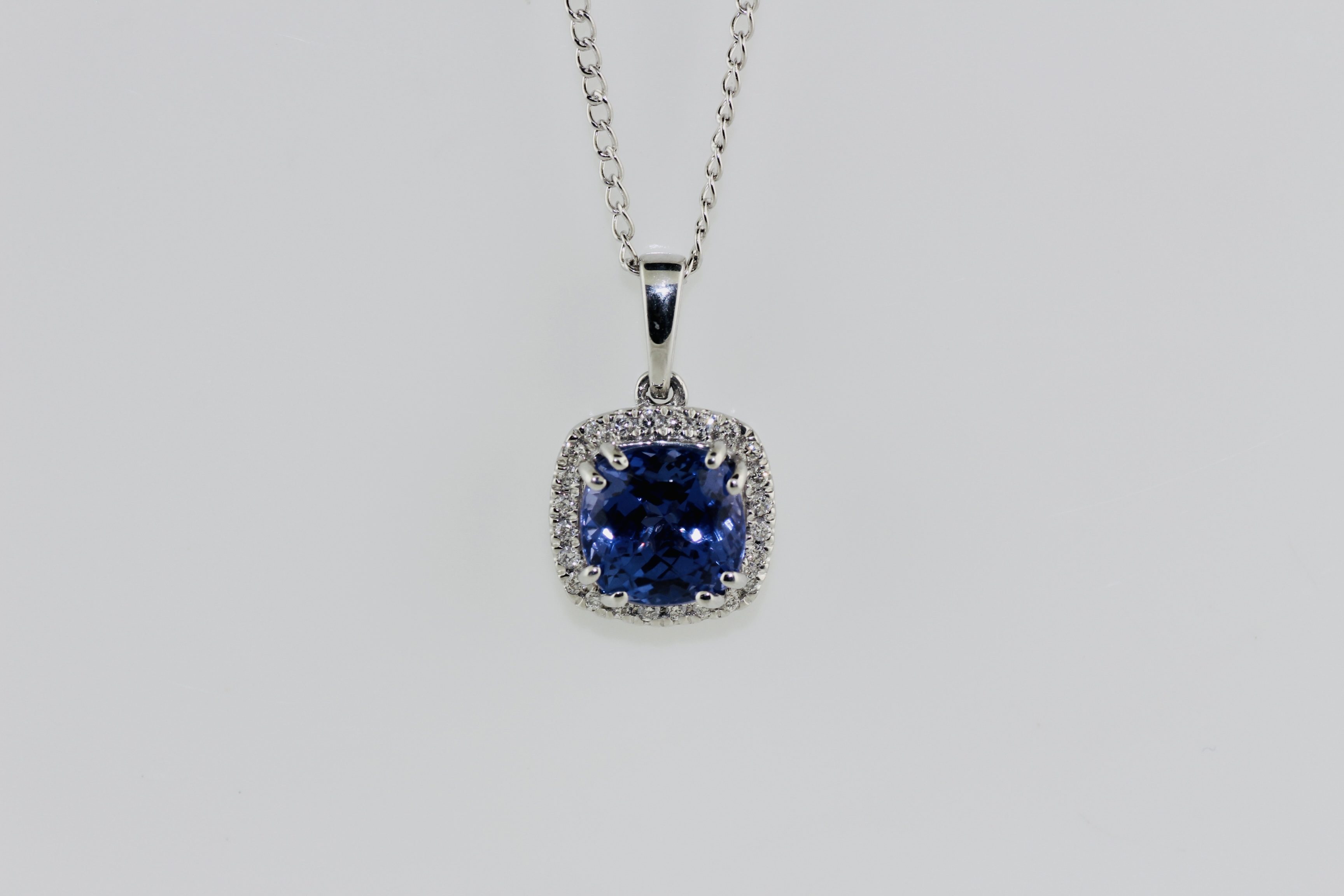 Platinum Tanzanite (2.5ct) and Diamond Pendant