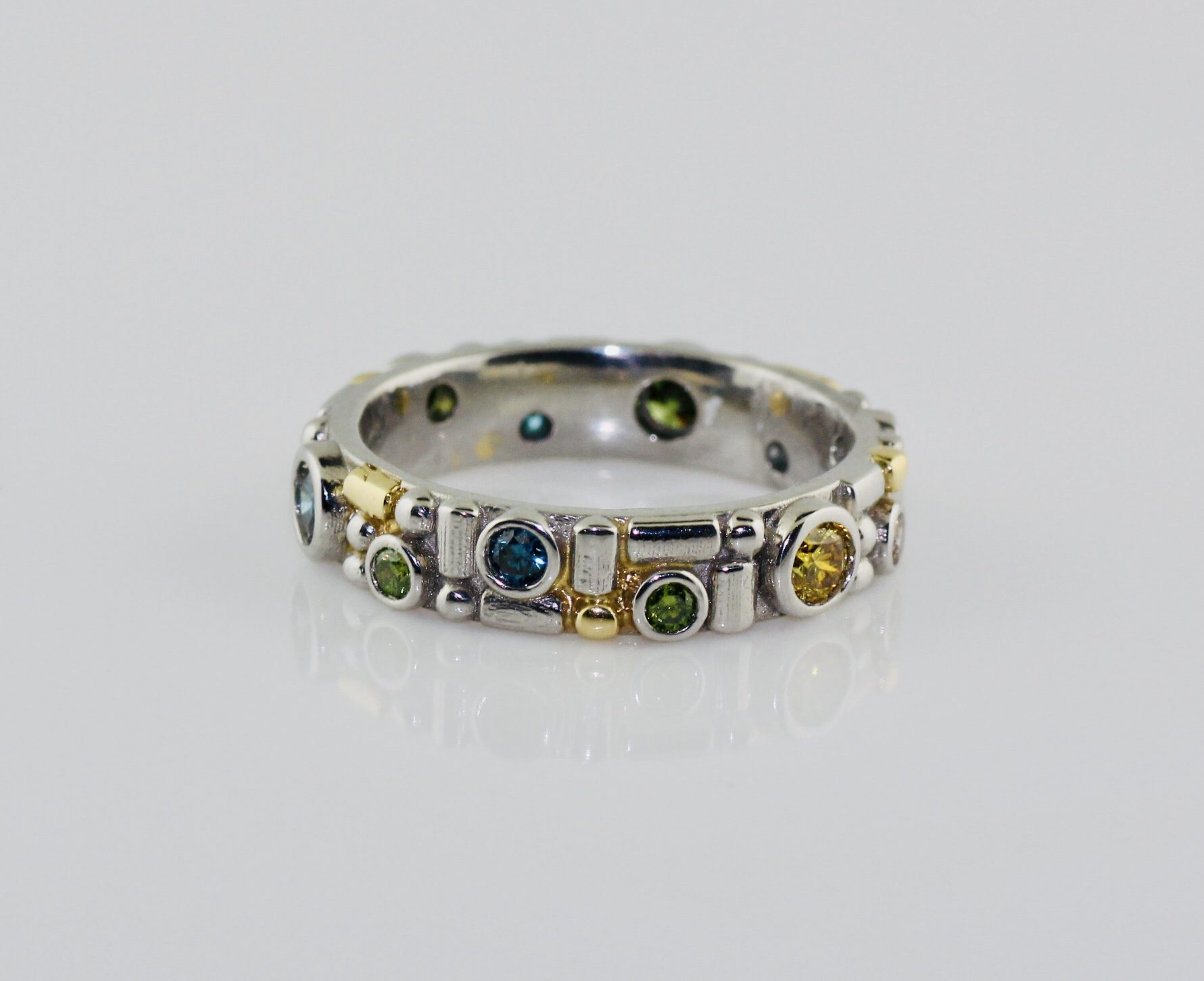 Platinum and 18K White Gold Color Enhanced Diamond Band