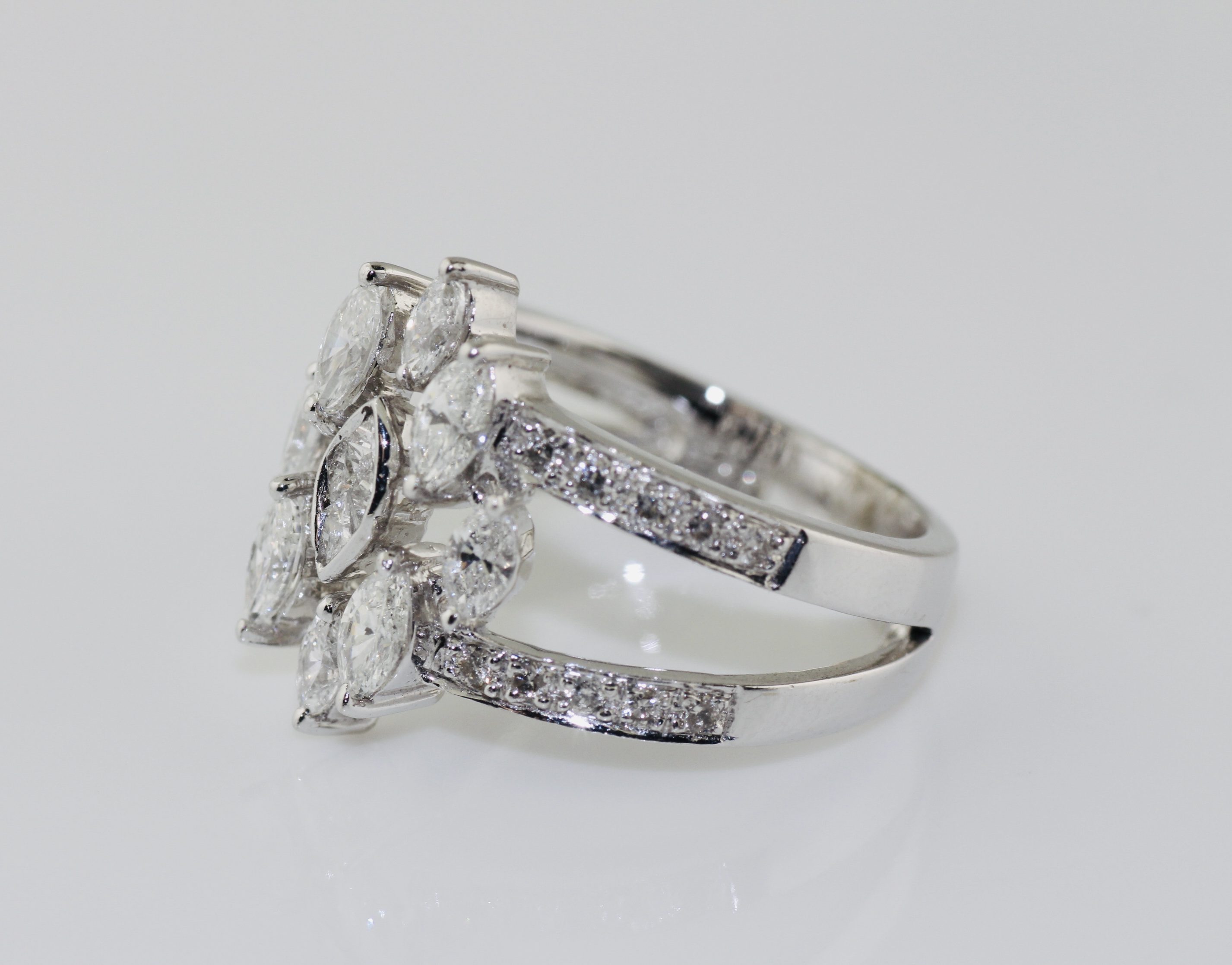 14K White Gold Marquise Cut Diamond Ring