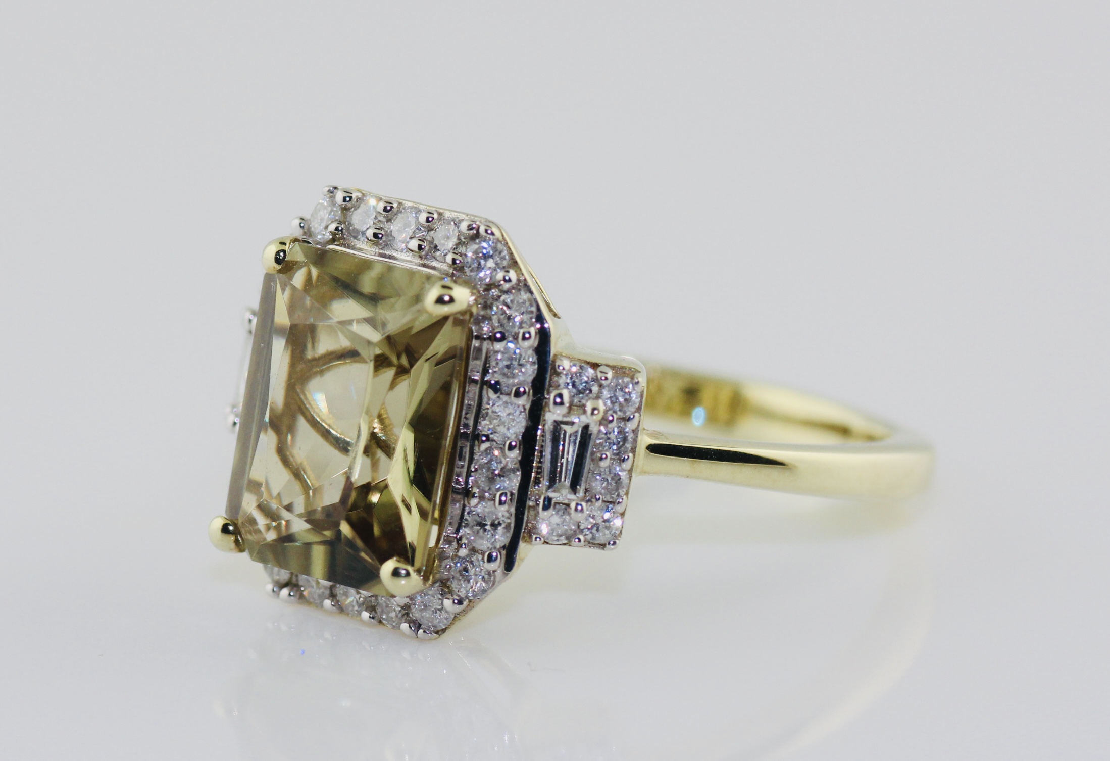 14K Yellow Gold Turkezite and Diamond Ring