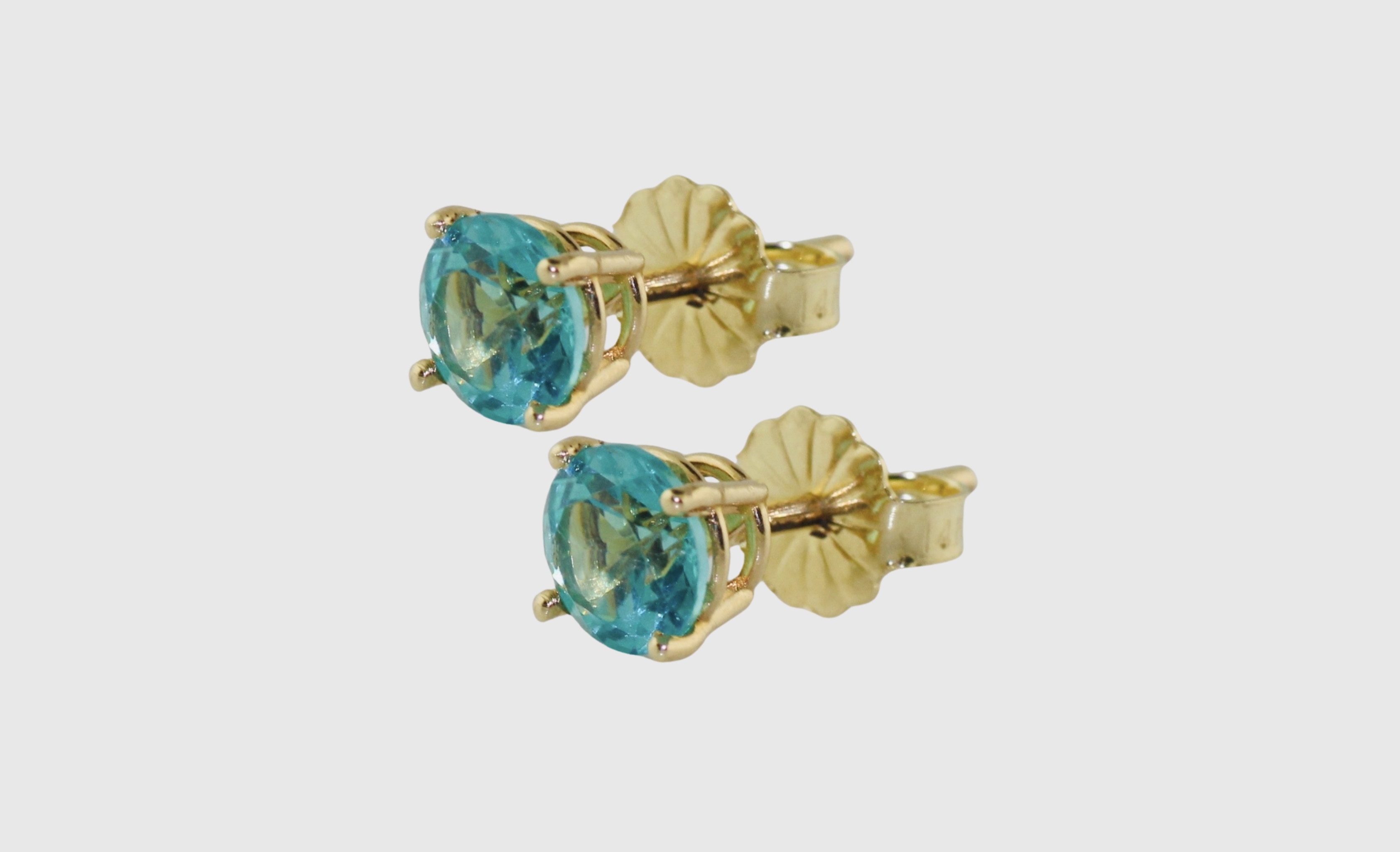 14K Yellow Gold Paraiba Tourmaline Stud Earrings