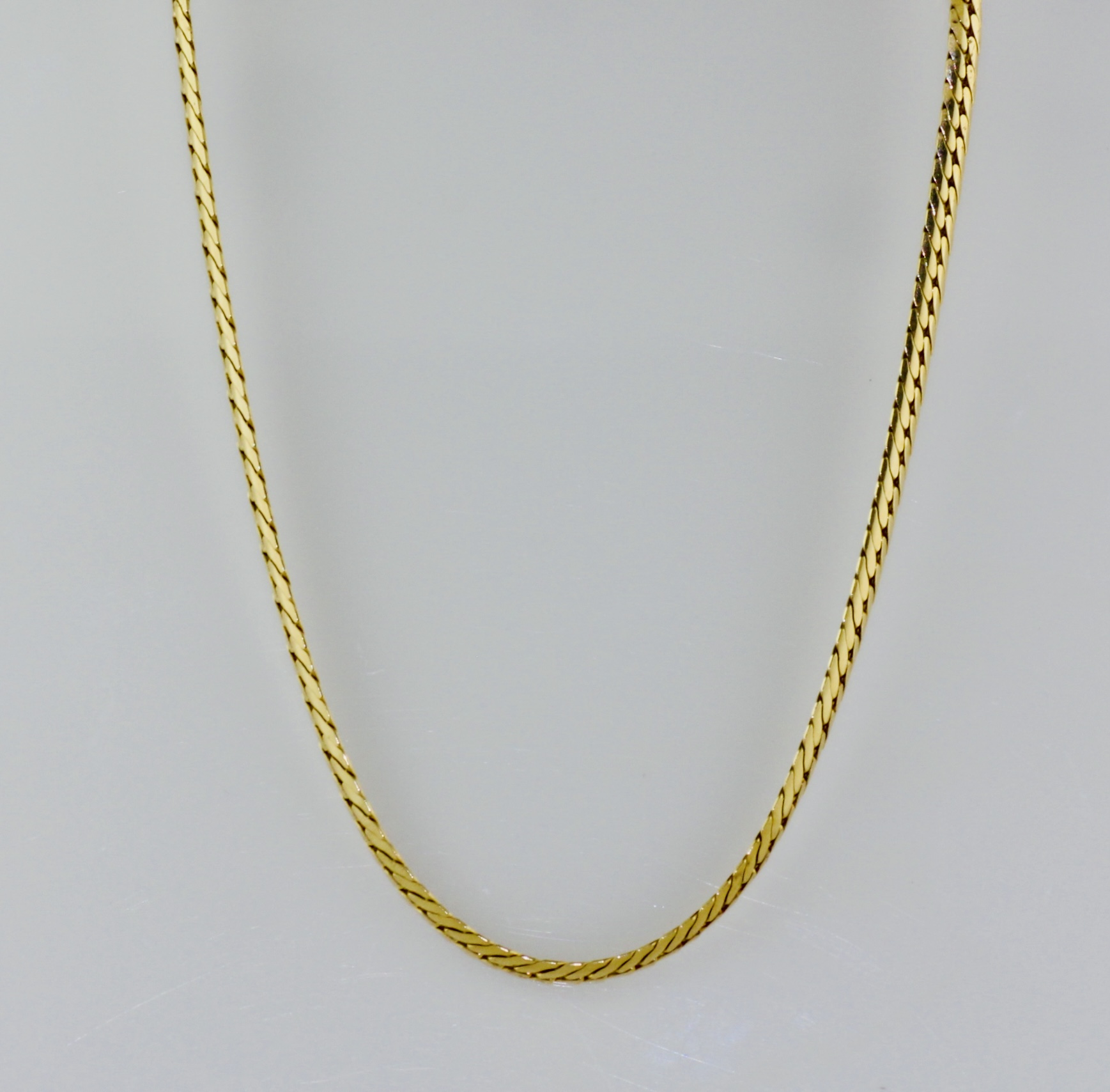 14K Yellow Gold 3.5mm Oval Euro-Puff Herringbone 20" Chain