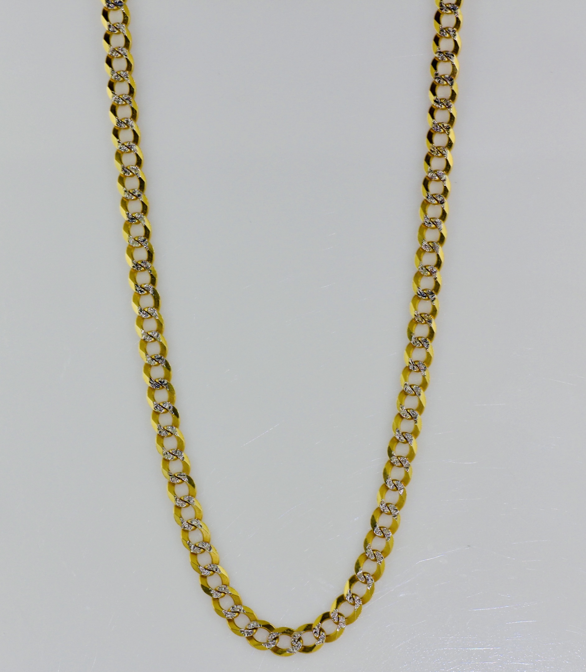 14KYG 28" 2 Toned Figaro Chain with Dia Links