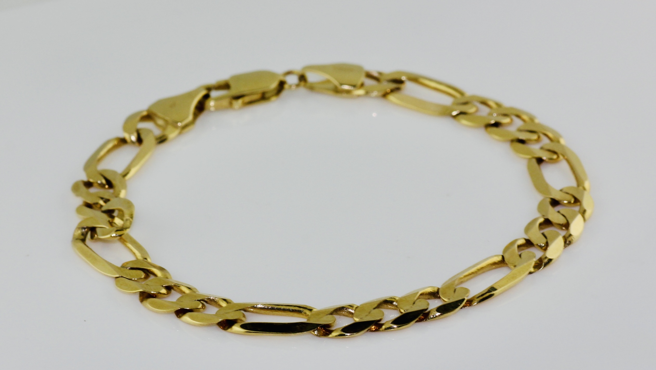 14K Yellow Gold 8" Figaro Bracelet 12mm