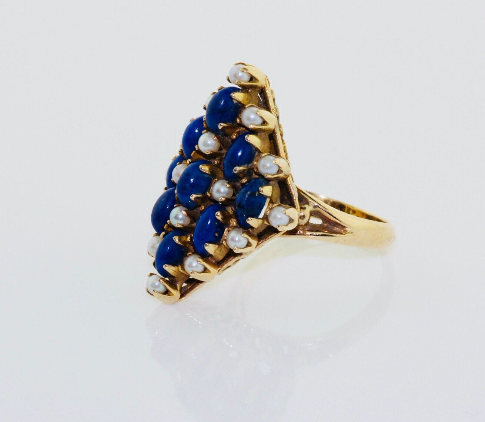 14KYG Lapis & Pearl Vintage Ring