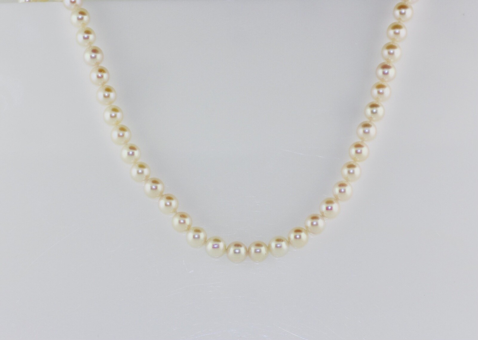 16" 6mm Cultured Pearl Necklace with 14K Yellow Gold Fishhook Clasp
