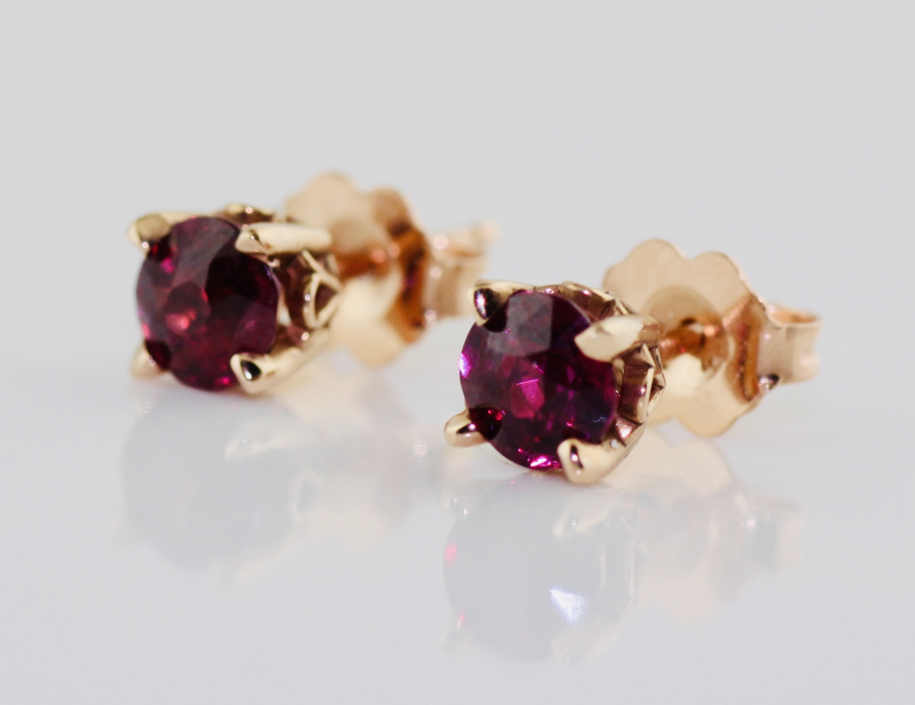 14K Rose Gold 5mm Ruby Stud Earrings