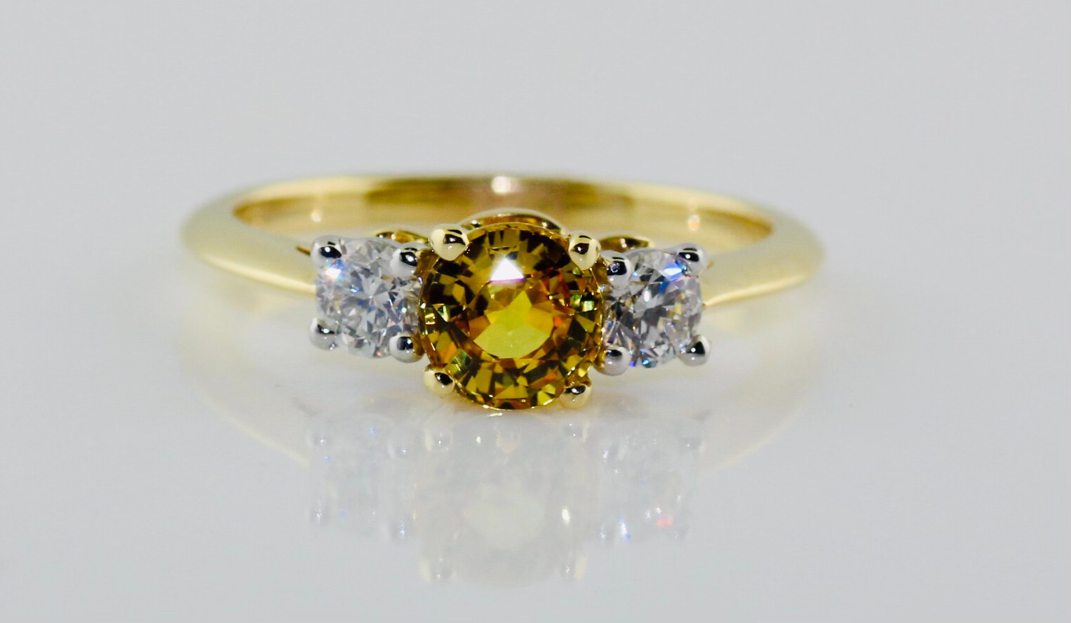 18KY/Plat Yellow Sapphire(1.13ct) and Diamond(0.46ctw) Tiffany and Co (setting) Ring
