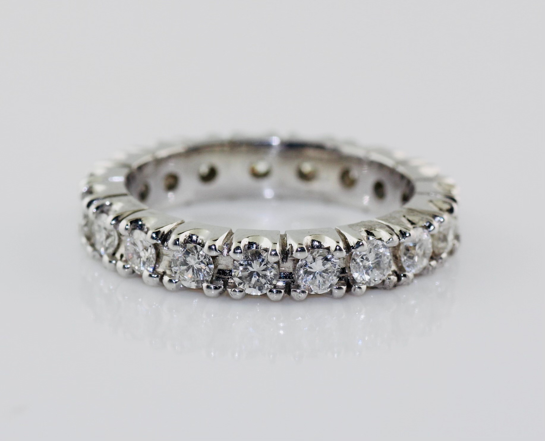 14K White Gold Diamond (1.54ctw SI1-SI2) Eternity Wedding Band