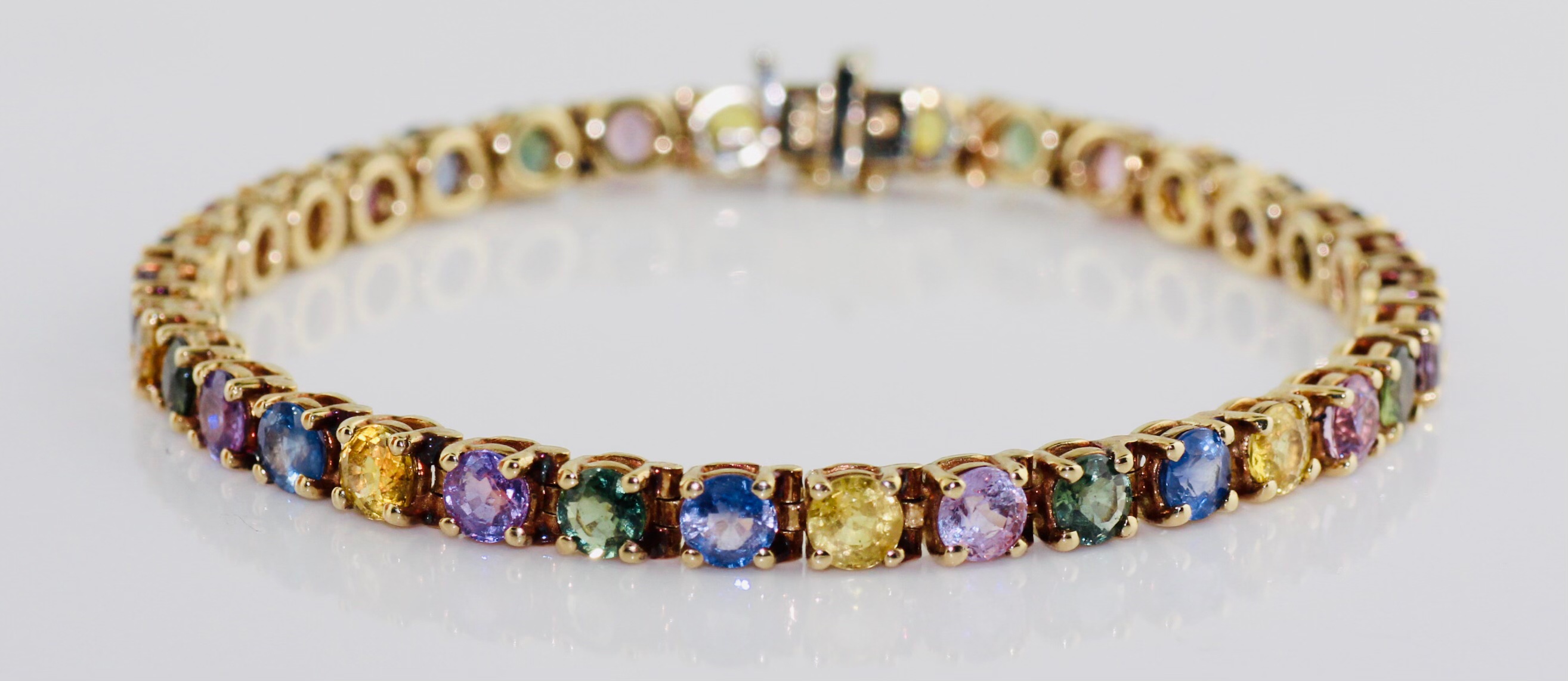 14K Yellow Gold Multi-Colored Sapphire Bracelet
