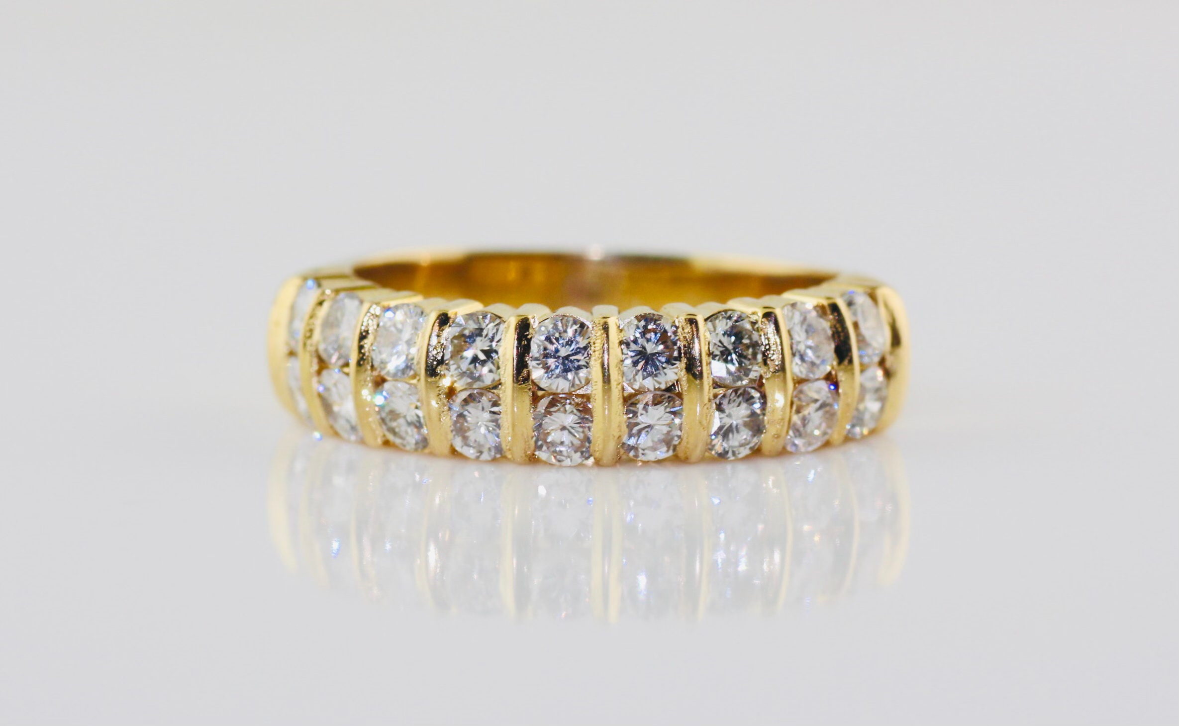 18K Yellow Gold Diamond (18 stones, 1.25ctw, VS2, H) Wedding Band