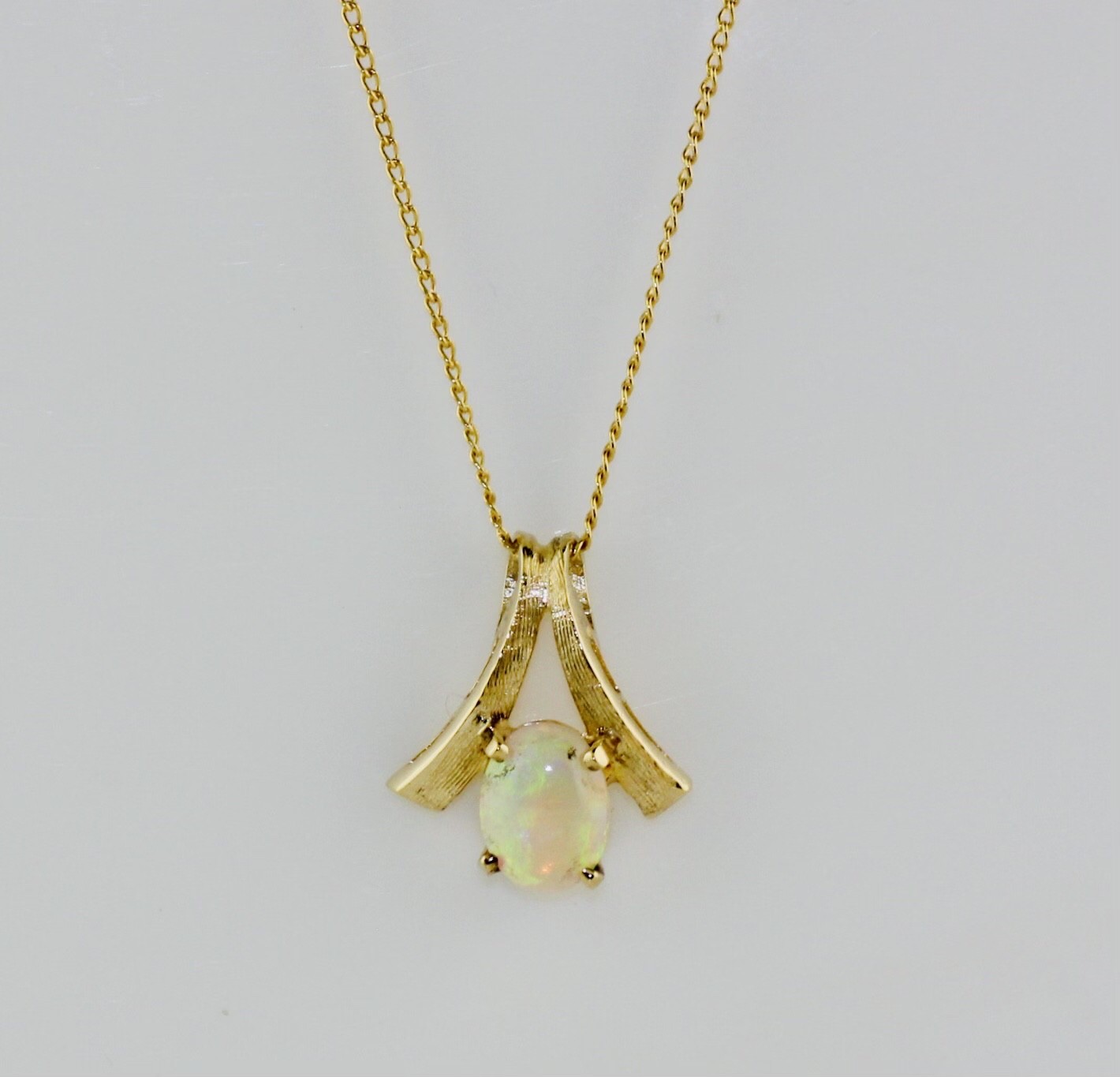 14K Yellow Gold Opal Pendant with Chain
