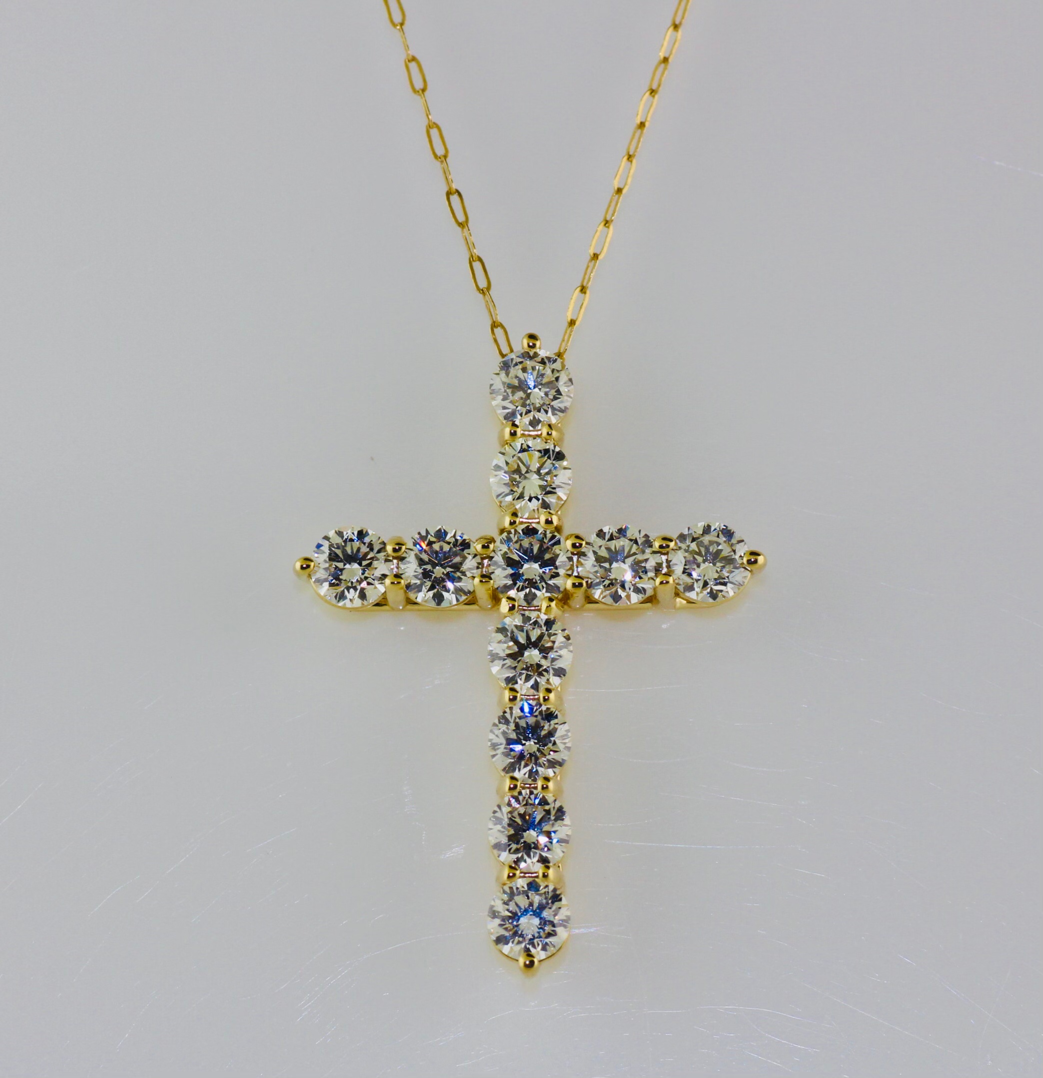 14K Yellow Gold Lab Grown Diamond Cross (2.75ctw)