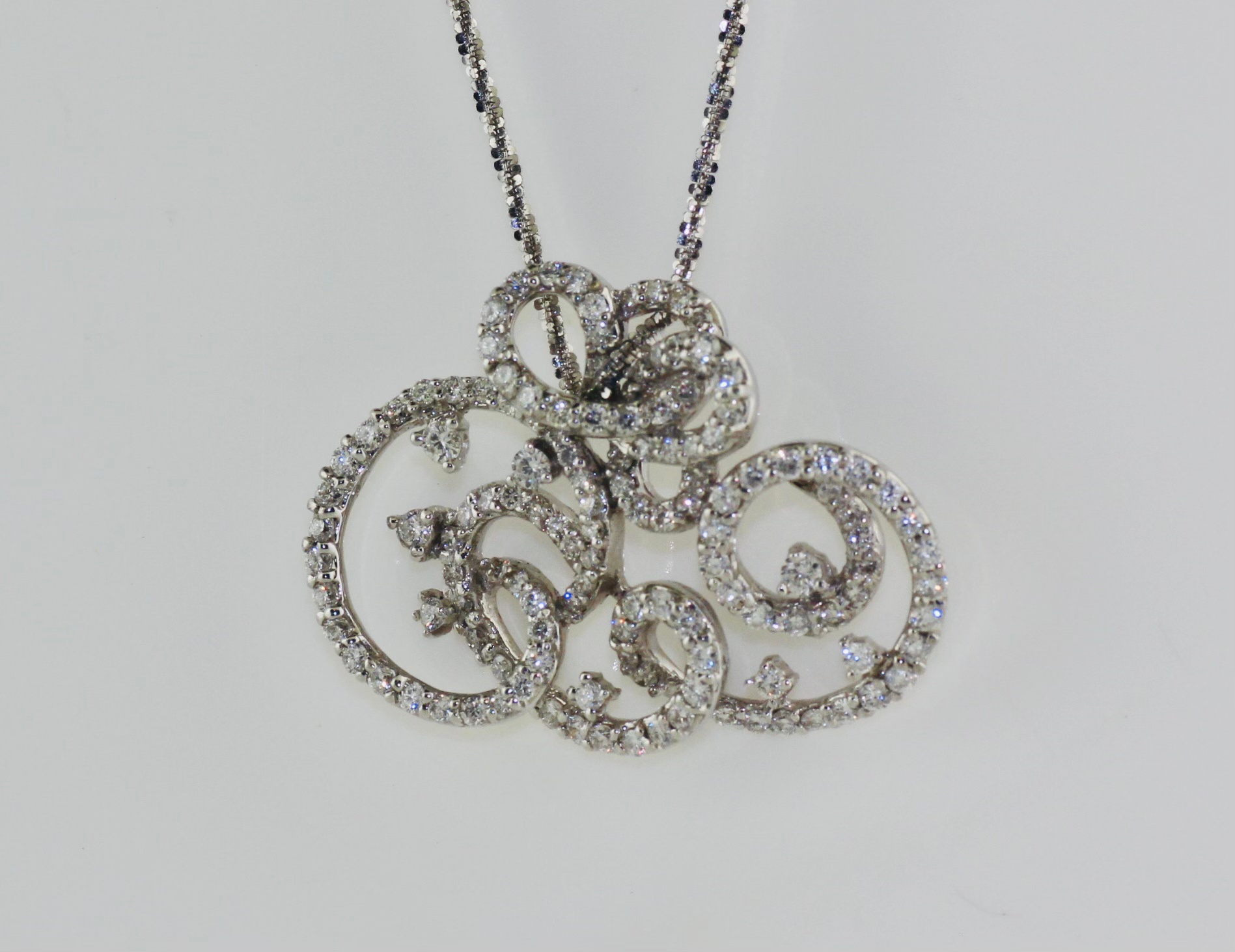 18K White Gold Abstract Diamond (2.0ctw) Pendant with chain