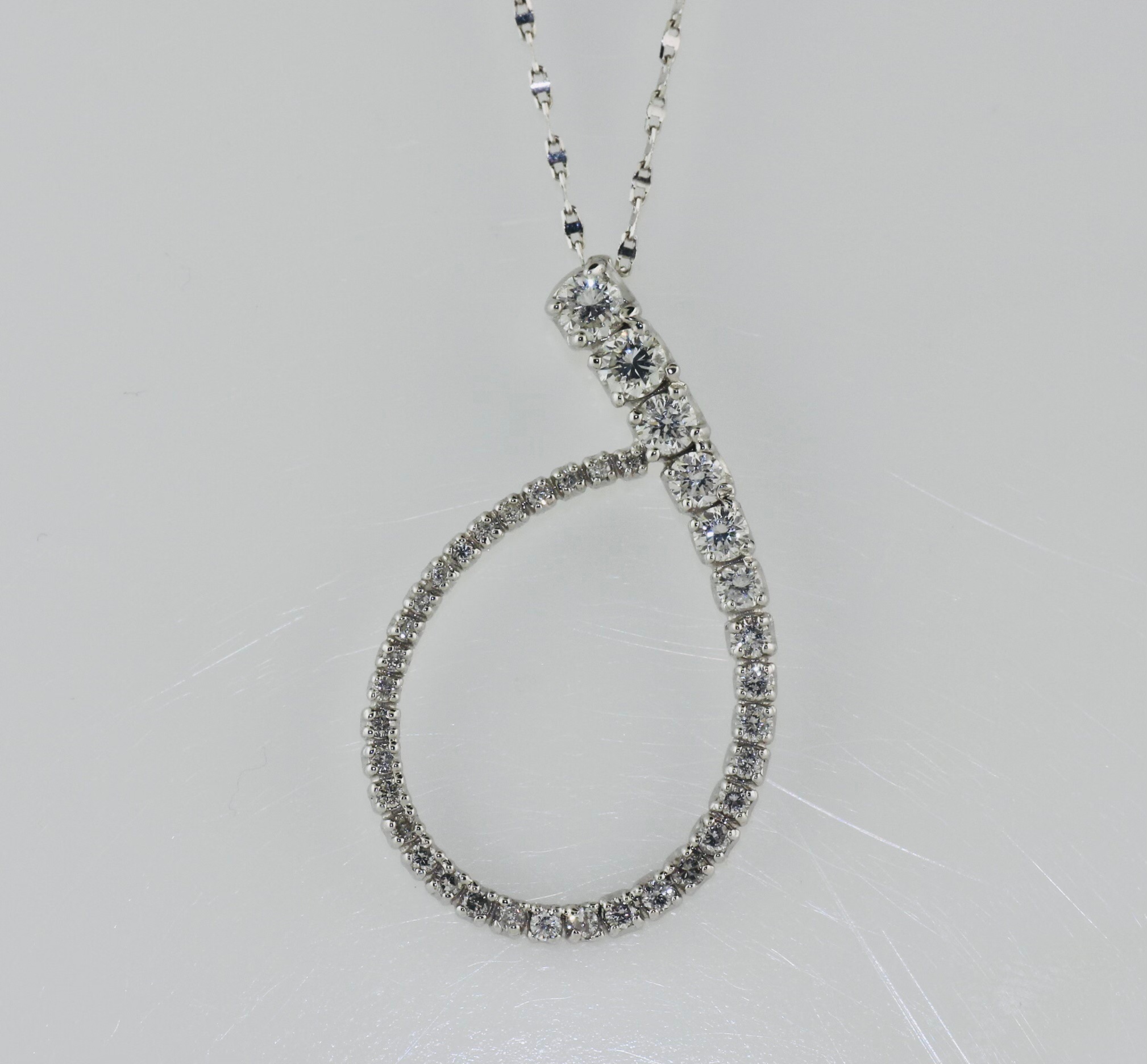 14K White Gold Graduated Diamond Pendant