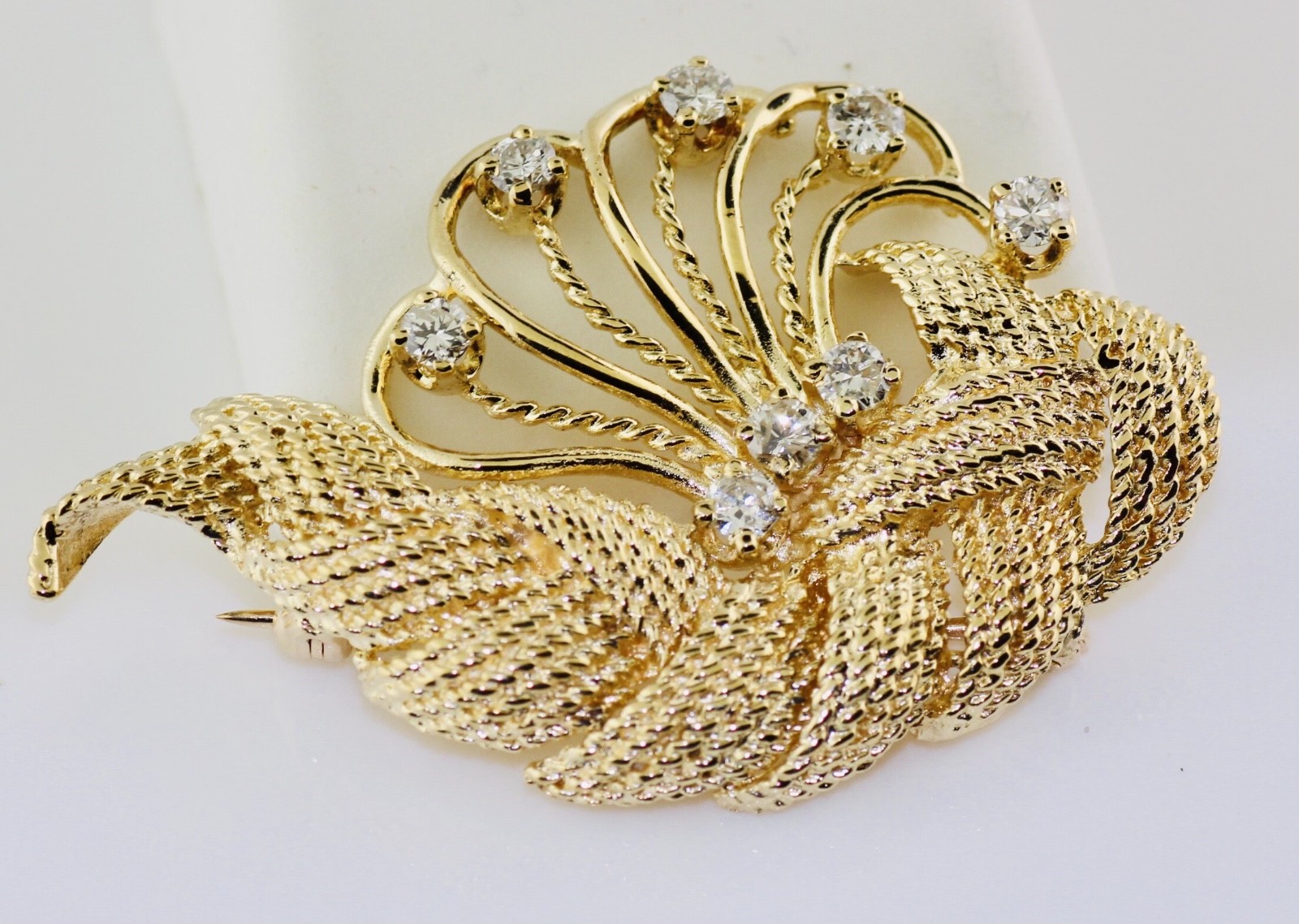 14K Yellow Gold Diamond Pin/Brooch