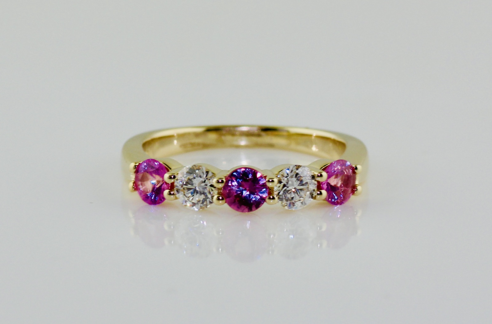14K Yellow Gold Pink Sapphire (0.87ct) and Diamond (0.41ctw) Ring