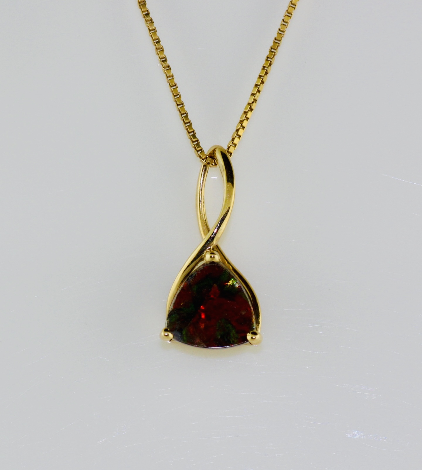 14K Yellow Gold Synthetic Opal Pendant